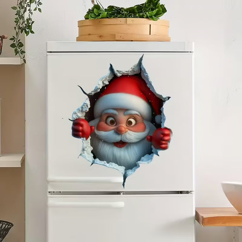 🎄Creative three-dimensional Santa Claus wall sticker！
