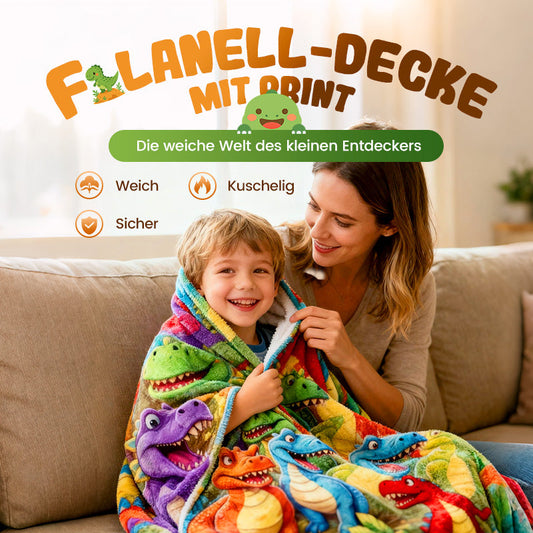 ✨LETZTER TAG VERKAUF 50% RABATT✨Niedlicher lächelnder Dinosaurier HD Digitaldruck Flanell