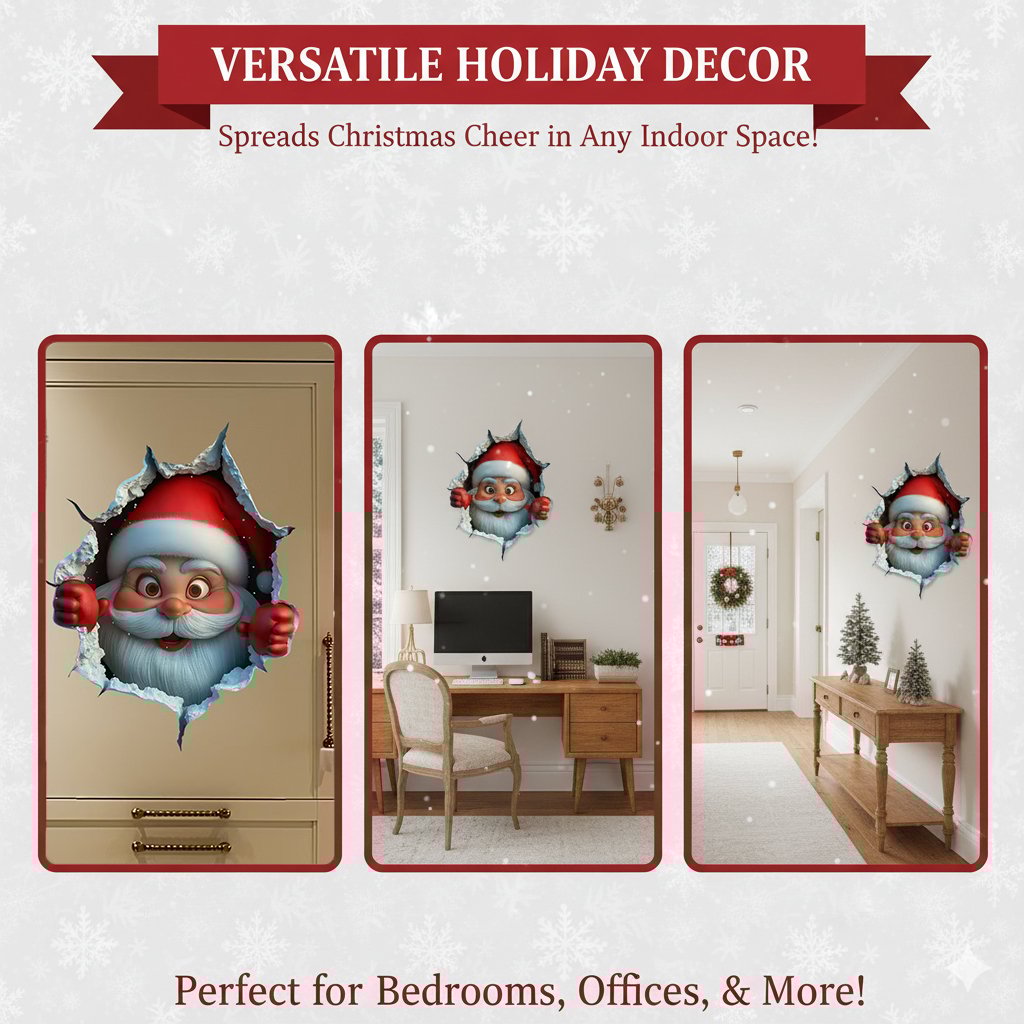 🎄Creative three-dimensional Santa Claus wall sticker！