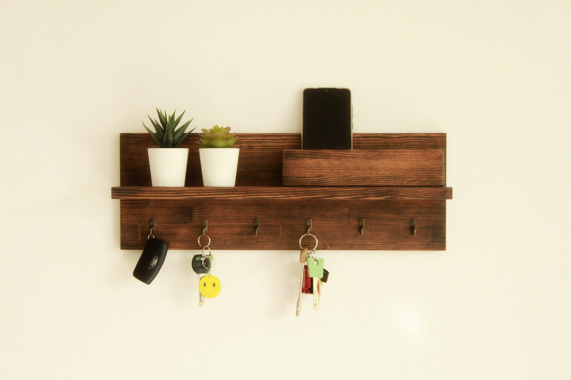 Key and coat rack entryway, Key holder for wall, Mail organizer