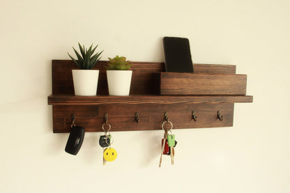 Key and coat rack entryway, Key holder for wall, Mail organizer