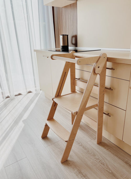 Folding kitchen tower for kids Height adjustable learning step stool for toddlers Montessori tower learning Foldable toddler tower