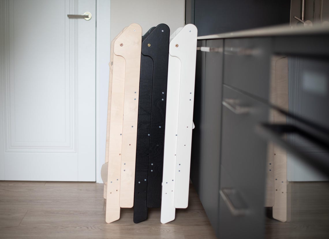 Folding kitchen tower for kids Height adjustable learning step stool for toddlers Montessori tower learning Foldable toddler tower