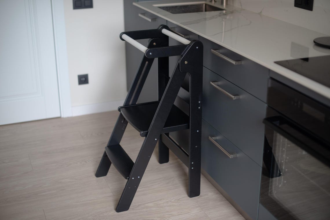Folding kitchen tower for kids Height adjustable learning step stool for toddlers Montessori tower learning Foldable toddler tower