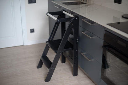 Folding kitchen tower for kids Height adjustable learning step stool for toddlers Montessori tower learning Foldable toddler tower