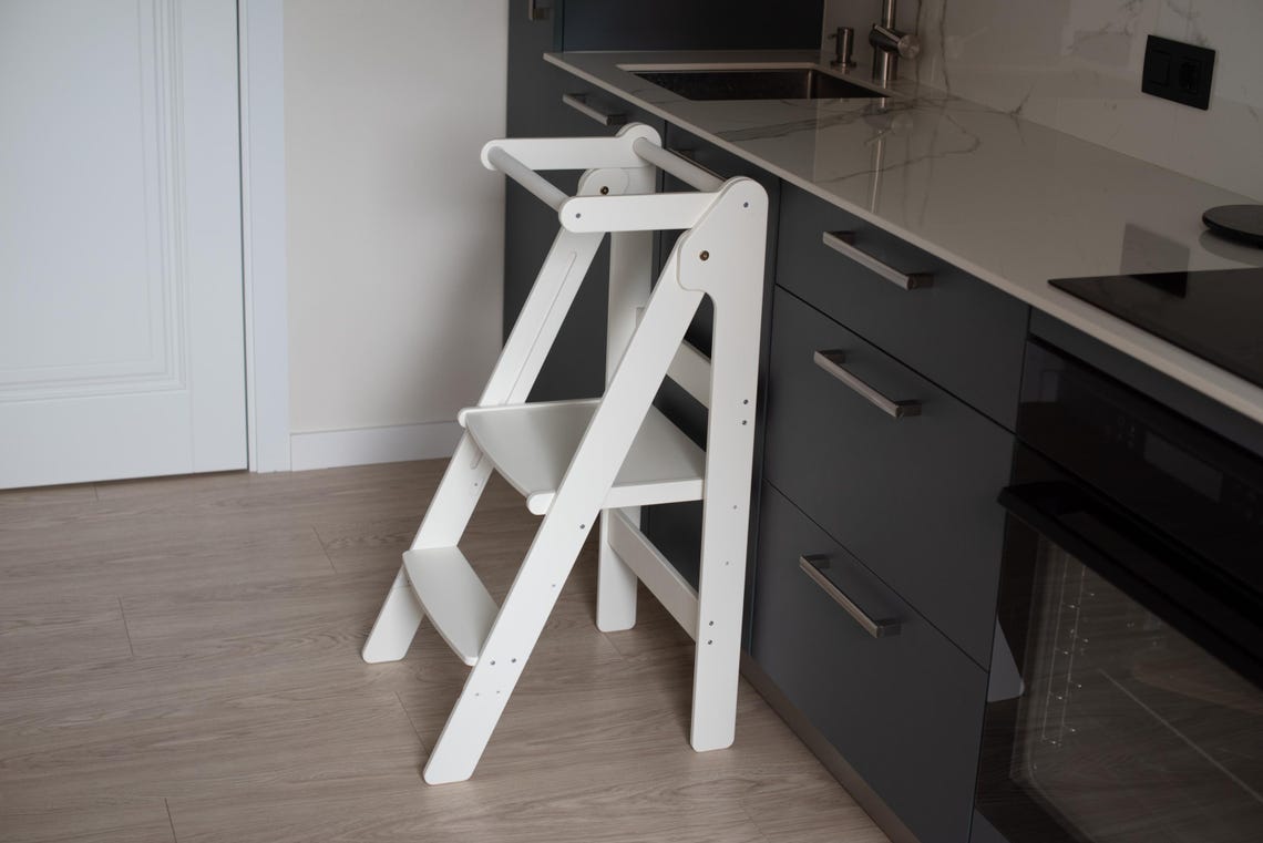 Folding kitchen tower for kids Height adjustable learning step stool for toddlers Montessori tower learning Foldable toddler tower