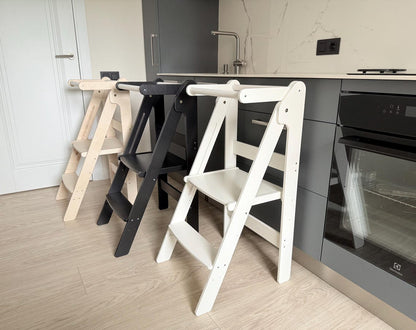 Folding kitchen tower for kids Height adjustable learning step stool for toddlers Montessori tower learning Foldable toddler tower