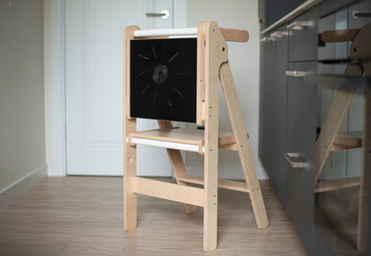 Folding kitchen tower for kids Height adjustable learning step stool for toddlers Montessori tower learning Foldable toddler tower