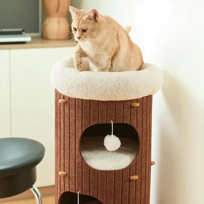 Felt Cat House Tree Stump: Multi-Layer Cat Scratching Board