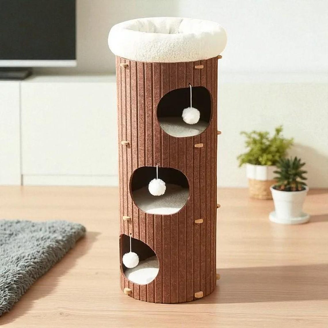 Felt Cat House Tree Stump: Multi-Layer Cat Scratching Board