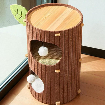 Felt Cat House Tree Stump: Multi-Layer Cat Scratching Board